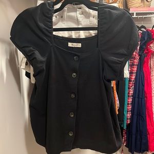 Madewell button front top black like new!